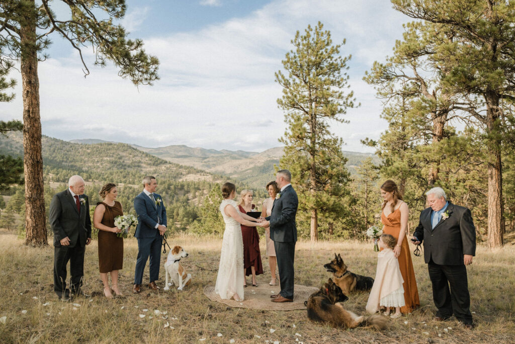 intimate outdoor wedding ceremony in the mountains