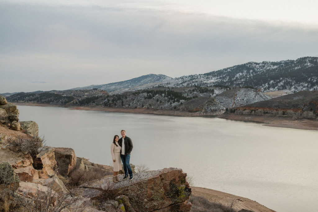 couple posing in the colorado mountains for their couples photos