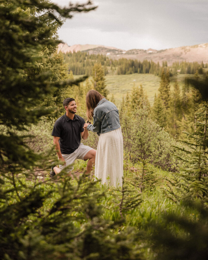 couple posing in colorado for their engagement photos